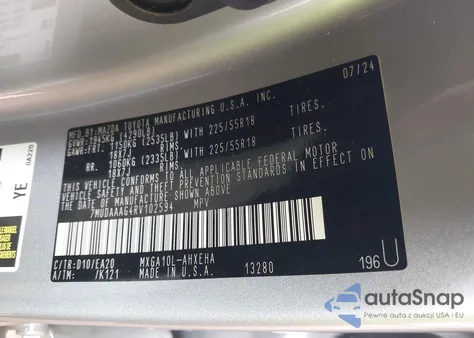 2024 Toyota Corolla Cross Xle из США, поврежденный, VIN 7MUDAAAG4RV102594